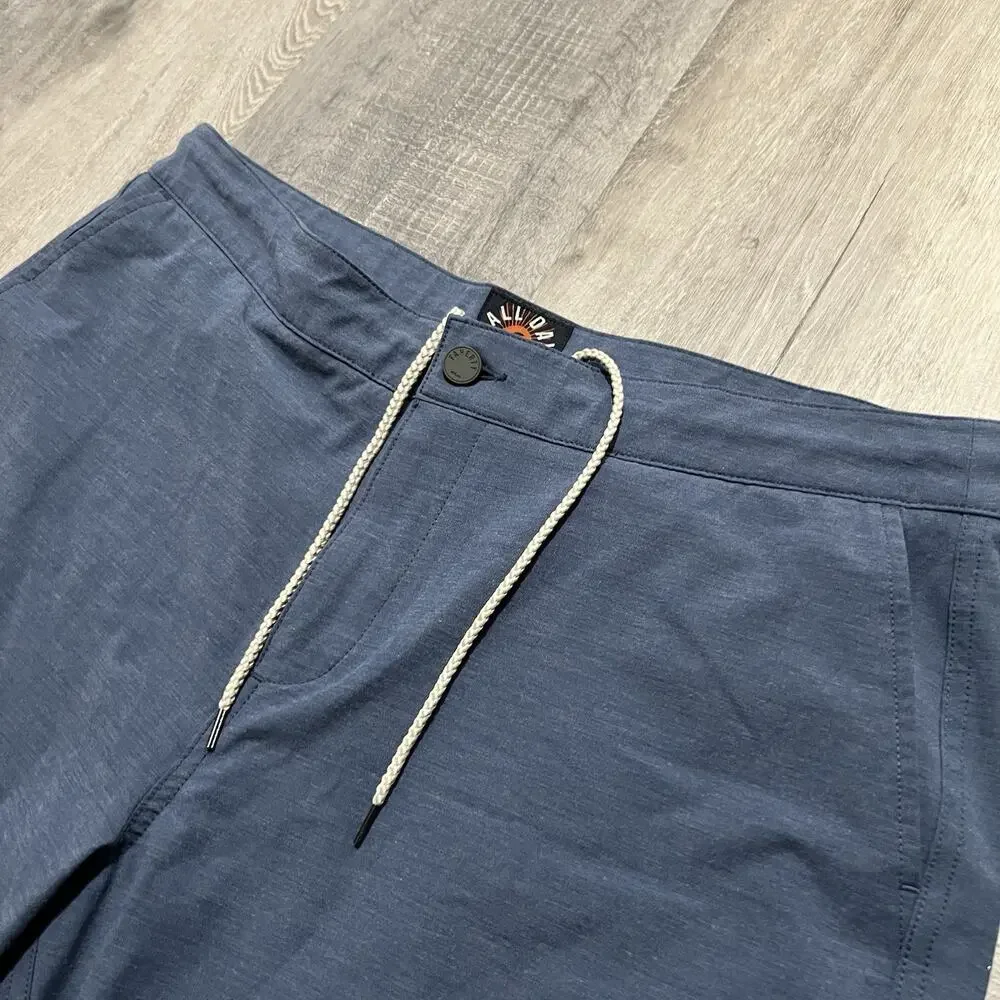 Faherty Men's Blue All Day Chino Shorts Solid Drawstring Casual Summer Sz 36